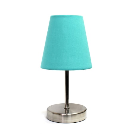 Sand Nickel Mini Basic Table Lamp With Fabric Shade, Blue